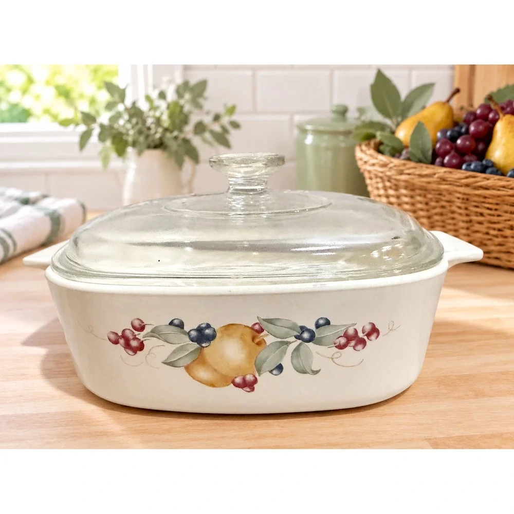 Corningware Abundance Fruit Square Casserole Set Large 8.5